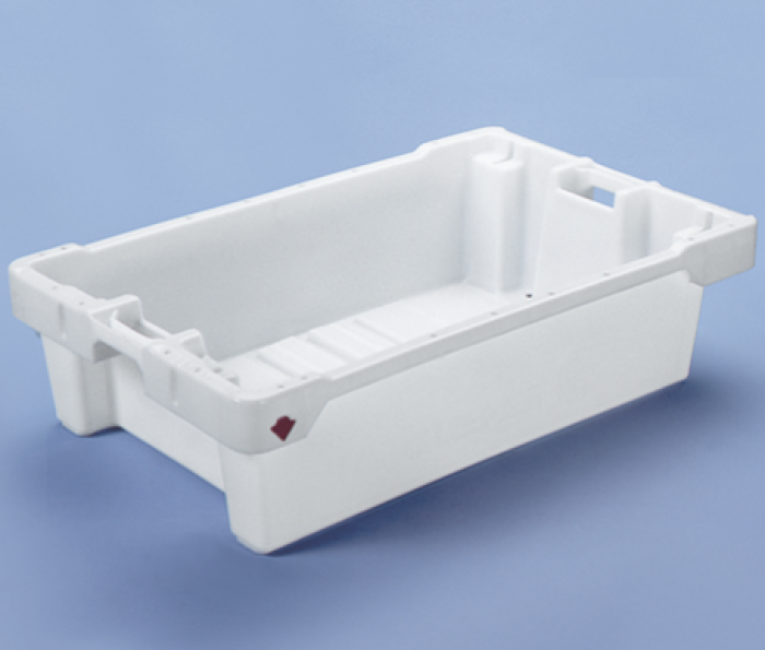 Přepravka 8164 bílá, OÚ, uzavřená, otočně stohovatelná, bez odtokových otvorů, 75 l